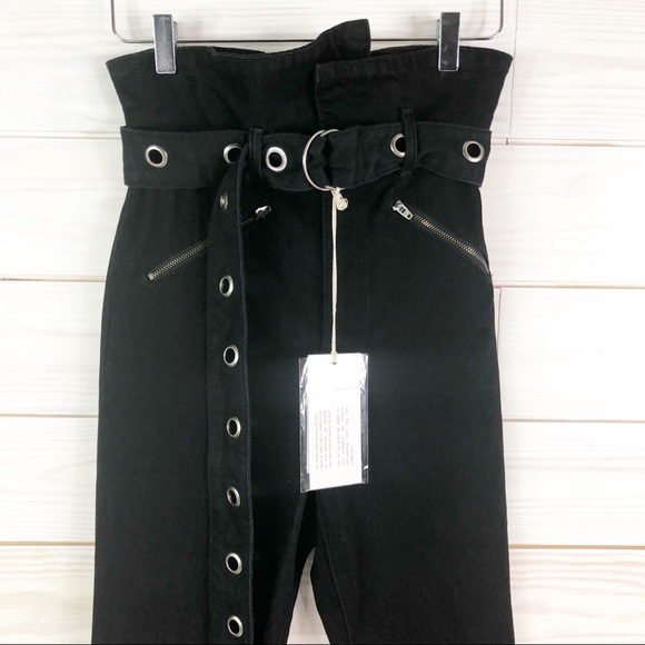 GRLFRND Mia Paperbag Moto Pants in Blackout 26 New - Picture 4 of 8